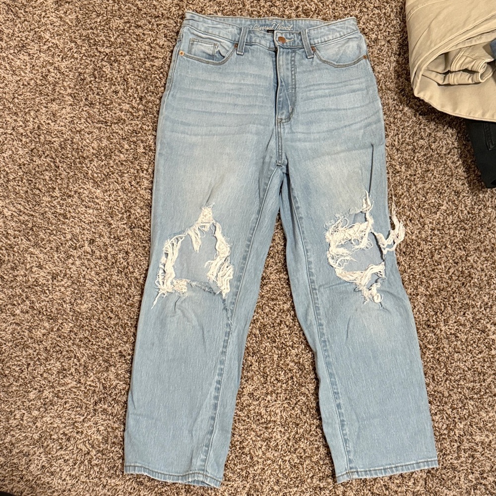Universal Thread Distressed Light Blue Straight Jeans